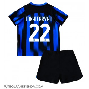 Inter Milan Henrikh Mkhitaryan #22 Primera Equipación Niños 2023-24 Manga Corta (+ Pantalones cortos)